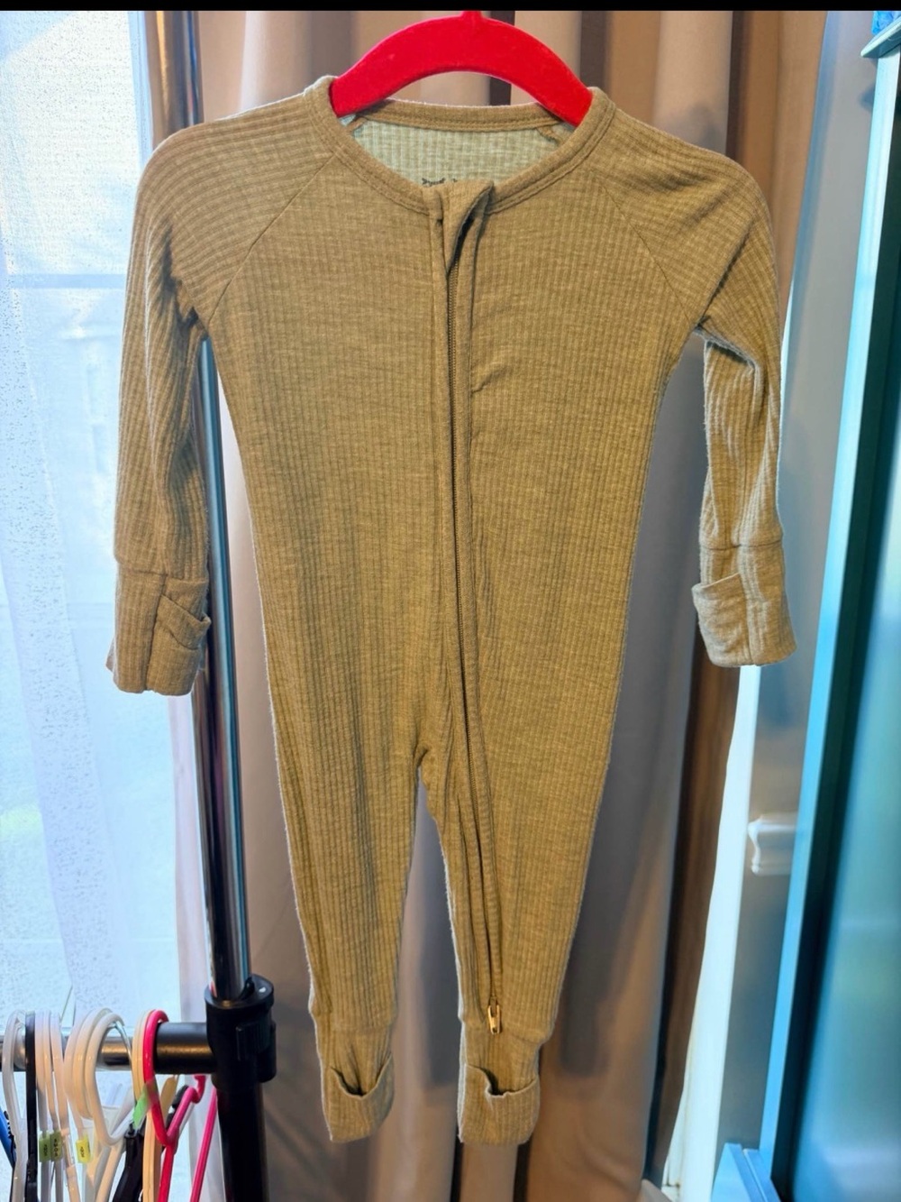 Little Sleepies Ribbed Zip One-Piece in Sage Green